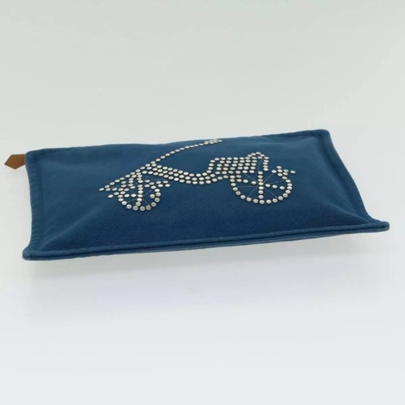 HERMES Blue Studded Velocipedist Canvas Pouch/Clutch - Picture 5 of 10
